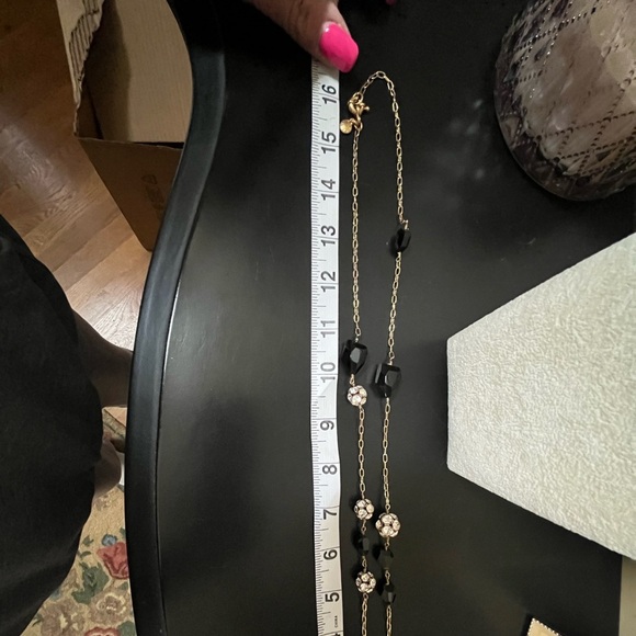 J. Crew Elegant Black and Gold Necklace Long, Designer Fashion Jewelry - Picture 7 of 9